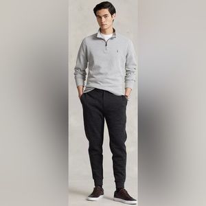 Men's Ralph Lauren Estate-Rib Cotton Quarter-Zip Heather Grey Pullover XL